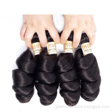 Annione wholesale human hair bundle Virgin Brazilian Human Hair bundle Extensions  Loose Wave